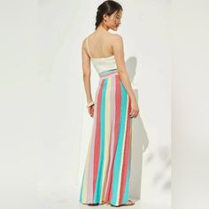 Super Fun, Bright Maxi Skirt That Just Makes You Think Of Summer. The Fabric Is Stretchy, Knit Material With A Hint Of Sparkle. Nwt. Perfect For Resort Season Casual Multicolor High Waist Maxi Skirt, Summer Multicolor Maxi-length Bottoms, Multicolor Maxi Length Summer Bottoms, Chic Multicolor Maxi Skirt For Day Out, Multicolor High Waist Skirt For Beach, High Waist Multicolor Beach Skirt, High Waist Multicolor Skirt For Beach, Vacation Striped Lined Skirt, Chic Striped Skirt For Vacation