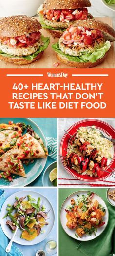 the cover of 40 healthy, tasty like diet food with pictures of sandwiches and salads