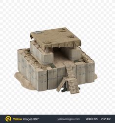 a model of a house made out of bricks and concrete blocks, hd png