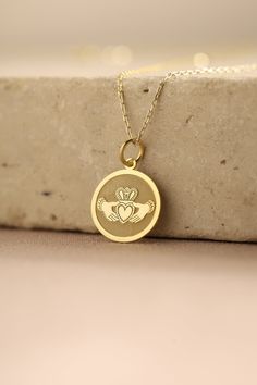 Gold Heart Pendant - Heart Gold Necklace ● Material of pendant: Solid Gold 14k ( REAL GOLD ) ● Metal Stamp: 14k ( REAL GOLD ) ● The pendant is available in 5 sizes: - 12,7 mm / 0.5 inches (Diameter) - 14,0 mm / 0,55 inches ( Diameter ) In the photos - 15,3 mm / 0.6 inches ( Diameter ) - 16,5 mm / 0,65 inches ( Diameter ) - 19,1 mm / 0,75 inches ( Diameter ) ( In the photos the size is 14mm / 0.55 inches Diameter ) ( Jump Ring inner diameter: 4 mm ) ● Material of chain: Solid gold 14k ( REAL GOLD 14k Gold Necklace For Valentine's Day, Symbolic Heart Shaped White Gold Jewelry, Yellow Gold Necklaces With Charms For Anniversary, 14k Stamped Yellow Gold Double Heart Jewelry, Stamped 14k Yellow Gold Double Heart Jewelry, Yellow Gold Double Heart Jewelry With Hallmark, Yellow Gold Jewelry Stamped 14k With Double Heart, Yellow Gold Round Jewelry For Valentine's Day, Symbolic Yellow Gold Heart Jewelry