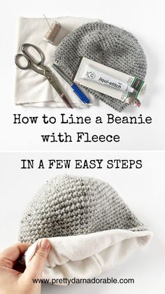 the instructions for how to knit a beanie with fleece in few easy steps