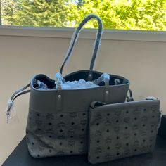 Gorgeous - Mcm Grey Tote With Pouch And Authenticity Card. Mcm Dust Bag Included. Dual Top Handles, 9.5" Drop 14"W X 11.25"H X 6.75"D Luxury Gray Shoulder Bag With Dust Bag, Designer Gray Tote Bag, Designer Gray Bags For Daily Use, Luxury Gray Bags With Leather Handles, Luxury Gray Bag With Removable Pouch, Designer Gray Bag With Removable Pouch, Luxury Gray Shoulder Bag With Leather Handles, Chic Gray Shoulder Bag With Dust Bag, Elegant Gray Pouch Bag