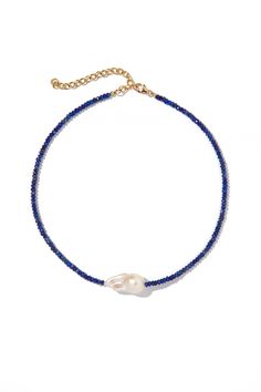 Lapis Baroque Gemstone Necklace Blue Baroque Pearl Jewelry With Pearl Drop, Blue Baroque Pearl Necklace With Pearl Charm, Blue Baroque Pearl Jewelry With Pearl Pendant, Blue Baroque Pearl Necklace With Pendant, Blue Baroque Pearl Jewelry With Pendant, Blue Baroque Pearl Pendant Jewelry, Pearls Jewelry Diy, Freshwater Pearl Jewelry, Jewelry Fashion Trends