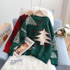 Style: commuting Size: one size Color: red, green Knitted Jacket, Christmas Style, Christmas Fashion, The Christmas, Red Green, Christmas Sweaters, Green, Christmas, Red