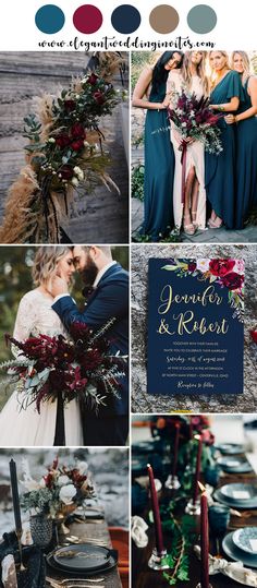 a collage of different wedding colors and details