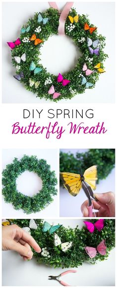 the instructions to make a butterfly wreath for spring