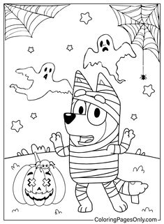 halloween coloring pages for kids with ghost and pumpkins