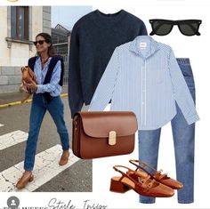 Blue Striped Shirt Outfit, Outfit Minimalista, Outfits With Striped Shirts, Jeans Jumper, Spring Summer Capsule Wardrobe, Classic Outfit, Blue Striped Shirt, Timeless Wardrobe, Winter Mode