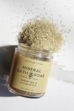 A luxurious mineral soak for sore muscles with french green clay, green tea, eucalyptus and lavender to purify the mind and relax the body. 9 oz 〰 Ritual: Pour 1/4 cup into bath and soak into mineral bliss. Ingredients: Magnesium sulfate ( epsom salt), sodium chloride (sea salt from the California coast), *camellia sinensis (matcha green tea), montmorillonite (green clay), *eucalyptus globulus (eucalutpus) oil, *citrus sinensis (sweet orange) oil, *lavandula angustifolia(lavender) oil *Certified Eucalyptus And Lavender, Mineral Bath, Botanical Bath, Eucalyptus Globulus, French Green Clay, Pelargonium Graveolens, French Green, Citrus Sinensis, Camellia Sinensis