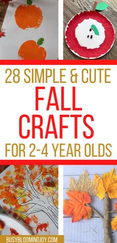 Simple, easy Fall crafts & art projects to make with your toddler or preschooler this Autumn! Apple crafts, leaves crafts, paper plate crafts, tree crafts, pumpkin crafts, hand prints & fine motor - everything Fall and Autumn (September through November) for 2 year old, 3 year old & 4 year olds). Easy simple Fall crafts to keep your toddler or preschooler busy and you sane! Simple Fall Crafts, Leaves Crafts, Apple Crafts, Everything Fall, Preschool Crafts Fall, Easy Toddler Crafts, Fall Preschool Activities