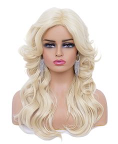 PRICES MAY VARY. 【Design】Long wavy blonde Wig wigs with fashion color designed by professional hair stylist.Special craftsmanship keeps it natural and comfortable. 【Premium Material】High quality heat resistant fiber makes wig soft and smooth.Inner rose cap of the wig is breathable. The synthetic fiber retains its style even through washing and requires much less maintenance than Human Hair or High-Heat fibers. 【Size & Feature】It fits for most of people.You could adjust the cap size in 21.5-22 in Maroon Wig, Disco Hair, Rose Cap, Wigs Blonde, Halloween Wigs, Natural Wigs, Wig Stand, Straight Lace Front Wigs, Wigs Online