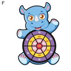 a blue stuffed animal holding a wheel of fortune