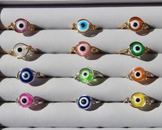 🧿 Evil Eye Rings 🧿 protect your energy! Choose from 15 different evil eye colors. Enter your ring size in personalization box!! Ring sizes 3-15 :) Cheap Evil Eye Rings As Gifts, Cheap Evil Eye Jewelry For Parties, Cheap Multicolor Evil Eye Jewelry, Cheap Evil Eye Jewelry For Festivals, Evil Eye Colors, Evil Eye Rings, Eye Rings, Protect Your Energy, Morgan Hill