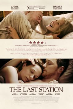 the last station movie poster with two people in bed and one woman kissing her face