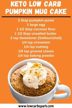 the keto low carb pumpkin mug cake recipe