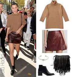 Maroon Leather Skirt Outfit, Burgundy Mini Skirt Outfit, Short Red Skirt Outfit, Burgundy Leather Skirt Outfit, Leather Mini Skirt Outfits, Camel Skirt Outfit, Red Leather Skirt Outfit, Sweater And Leather Skirt