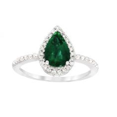 Aurora Ring - YG - Belmont Sparkle Classic Green Teardrop Emerald Ring, Teardrop Brilliant Cut Emerald Wedding Ring, Wedding Teardrop Emerald Ring With Brilliant Cut, Fine Jewelry Emerald Ring With Pear Gemstone, Teardrop Emerald Ring For Formal Occasions, Teardrop Emerald Ring With Brilliant Cut, Teardrop Emerald Ring With Prong Setting, Pear-shaped Emerald Ring, Fine Jewelry, Pear-shaped Emerald Ring In Fine Jewelry Style