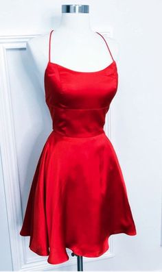 Mini Prom Dresses For Teens Red, Red Quince Court Dresses, Satin Red Dress Short, Red Dress For Prom Short, Red Short Satin, Red Dance Dress Short, Red Silk Homecoming Dress, Short Red Dresses Formal, School Dance Dresses Short Red