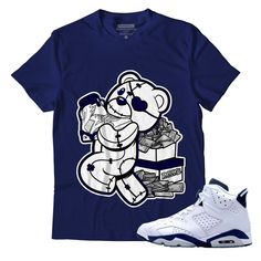 Notification : The Youth Size is for kid and teen from 2- 18 years old. Please check our size chart as above carefully before choosing your size Shoes Not Included Custom Made - Not Addidas, Nike, or Jordan Brand Sneaker Tee, Sneaker T-Shirt Shoes do not come with this purchase, they are only used for marketing purposes to make it easier for you to shop for clothing to match your kicks * Solid colors are 100% combed and ring-spun cotton * Ash color is 99% combed and ring-spun cotton, 1% polyeste Blue T-shirt With Character Print For Streetwear, Blue Character Print Shirt For Streetwear, Jordan 6 Midnight Navy, Sneaker Tee, Matching Jordans, Jordan 6, Midnight Navy, Navy Shirt, Ash Color