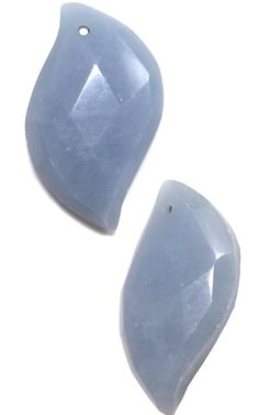 RARE Angelite 29x49mm Facet Cut Crescent Focal Pendant Bead Crescent