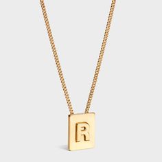 Rectangular Yellow Gold Initials Necklace, Modern Gold Necklace With Initials, R Necklace, Alphabet R, Celine Necklace, Celine Paris, Alphabet Jewelry, Fragrance Bottle, Fragrance Samples