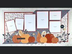 a scrapbook layout with pumpkins and leaves