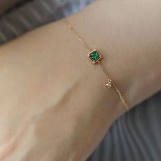 Green Emerald Bracelet, Gold Jewelry Gift, Emerald Crystal, Emerald Bracelet, 925 Silver Bracelet, Gold Bracelet For Women, Silver Chain Bracelet, Jewelry Lookbook