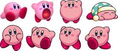 some cartoon characters with different expressions on their faces and body parts, all in pink