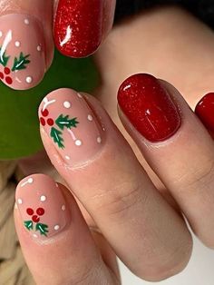 Nails Xoxo, Cute Christmas Nails, Christmas Nails Easy, Green Nail, Christmas Nails Acrylic