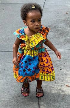 Playful Multicolor Printed Dress, Cute Multicolor Patchwork Dress, Playful Multicolor Patchwork Dresses, Orange Summer Dress For Dress-up, Orange Summer Dress For Dress-up Occasion, Orange Summer Dresses For Casual Wear, Short Sleeve Patchwork Dress For Dress-up, African Party Dresses, Kids Party Dresses