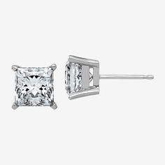 Features: Quick ShipEarring Back: PostSetting: ProngShape: SquareStone Cut: PrincessMetal Color: WhiteEarring Length: 6.5mmEarring Width: 6.5mmRounded Carat Weight: 3 Ct. T.w.Care: Wipe CleanStone Type: 1 MoissaniteEarrings Style: Stud EarringsMetal: 14k White GoldAssembled in the US from Imported Materials Square Stud Earrings, Square Earrings Studs, Square Stud, Earrings Stud, Earring Backs, Type 1, Jewellery And Watches, Fine Jewelry, White Gold