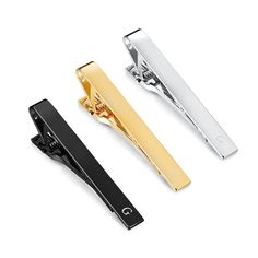 PRICES MAY VARY. Elegant Tie Clips for Men:One order you can get 3 pcs tie clips for men with different colors,black tie clip,gold tie clip and silver tie clip goes well with your different ties,delicate design meet your matching needs,making you more fashionable High Quality Alphabet Tie Clip:Personalized alphabet tie clip are made of high quality stainless steel and product technology；High-polished and excellent electroplating process, solid metal structure, smooth edges long-time color retent Tie Clips For Men, Gold Tie Clip, Mens Suit Accessories, Electroplating Process, Gold Tie, Silver Tie, Gifts Business, Men Classic, Gift Business