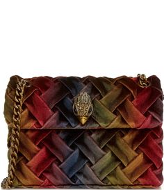 From Kurt Geiger London&#x2C; the Mini Kensington Velvet Woven Crossbody Bag features:Velvet synthetic exteriorSynthetic liningSnap closure1 interior compartment and 1 slip pocketEagle head ornamentAdjustable chain strapGold-toned hardwareApprox. 7.67" x 5.11" x 2.75" bagStrap drop approx. 23.22"Imported. Eagle Head, Kurt Geiger, Dillard's, Bag Straps, Chain Strap, Cross Body Handbags, Fashion Statement, Mini Bag, Accessories Design