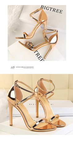 Elegant Ankle Strap High Heels Fashion Sandals In Silver And Gold on Luulla Bridesmaid Shoe, Dance 2023, High Heel Sandals Outfit, Pinterest Pretty, Event Shoes, Hak Tinggi, High Heels Outfit, High Heels Classy, Matric Dance