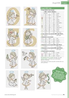 an angel cross stitch pattern with numbers and symbols