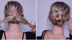 Easy Bun For Thick Long Hair, Easy Formal Buns For Long Hair, Low Bun Casual, Cute Low Bun Hairstyles Tutorials, Low Easy Bun, Low Bun For Thinner Hair, Low Bun Long Hair Tutorial, Elegant Hair Bun, Bun For Work