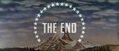 the end logo with mountains and trees in the background on an old television show title screen