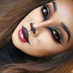 Thuy Le on Instagram: “Meow. 😼” Alien Halloween Makeup, Cat Halloween Makeup, Fantasy Make-up, Leopard Makeup, Halloween Make-up Looks, Holloween Makeup, Cat Makeup Halloween, Cute Halloween Makeup, Halloween Makeup Diy