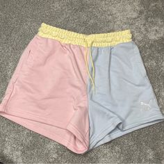 Color Block Shorts Pink, Yellow, Blue Size Medium Nwt :) Color Block Shorts, Work Out Clothes, Shorts Athletic, Pastel Blue, Athletic Shorts, Yellow Blue, Pink Yellow, Pink Girl, Pink Blue