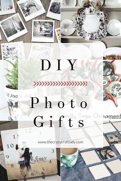 many different pictures with the words diy photo gifts on them and in front of them