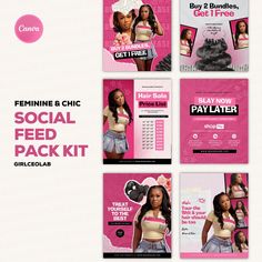 the social feed pack is designed to be used as an advertisement for women's hair products