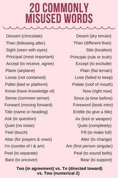 two commonly misposed words are shown in this graphic, which shows the differences between them