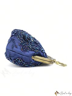 BirdinBag - Glamorous Mini Beaded Novelty Bag with Chain and Kiss Lock Closure for Parties Glamorous Party, Novelty Bags, Chain Bags, Blue Bags, Kiss, Evening Bags, Blue Color, Satin, Chain