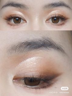 Minimalist Makeup Asian, Eye Makeup For Small Asian Eyes, Upturned Eyes Asian, Eye Makeup For Asians, Eyeshadow Downturned Eyes, Monolid Glam Makeup, Asian Double Eyelid Makeup, Soft Brown Eyeliner Look, Korean Makeup Hooded Eyes