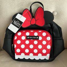 Perfect For You Or For A Little Minnie Mouse Fan. Disney Bags, Mini Bags, Mini Backpack, Mini Bag, Disneyland, Black Red, Minnie Mouse, Black And Red, Bag Lady