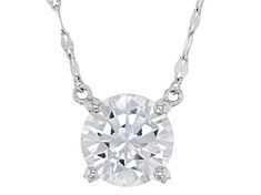 Bella Luce® white diamond simulant 4.55ctw round, platinum over sterling silver 100 facet necklace. Necklace drop measures approximately 0.38" L x 0.38" W. Necklace chain measures approximately 18.00" L x 0.03" W and has a 2" extender and lobster claw clasp closure. The diamond equivalent weight is 2.75ctw. White Solitaire Necklace With Diamond Cut Round Pendant, White Diamond Cut Solitaire Necklace In Sterling Silver, White Solitaire Necklace With Diamond Accents In Sterling Silver, White Cubic Zirconia Solitaire Necklace With Diamond Cut, Dazzling White Solitaire Round Pendant Necklace, White Solitaire Necklace With Round Stone, White Solitaire Necklace With Round Cut, White Cubic Zirconia Solitaire Necklace With Round Stone, White Diamond Cut Solitaire Necklace