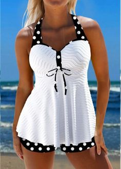 Color:White;Size:1X;Size:2X;Size:3X;Bra Style:Padded;Support:Wire Free;Pad Style:Removable;Strap Style:Adjustable;Package Contents:1 X Top , 1 X Shorts;Occasion:Sport; White Tankini, Pink Tankini, Trendy Swimsuits, Dresses 2023, Black Swimwear, Tankini Set, Plus Size Kleidung, Plus Size Swimwear, Swim Dress