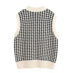 Vintage & Retro V Neck Checkered Sleeveless Sweater Blusas Crop Top, Little Black Dress Outfit, Strapless Sundress, Vest Sweater, Plus Size Pullover, Classic White Shirt, Black Dress Outfits, Oversize Knit, Crop Top Shirts