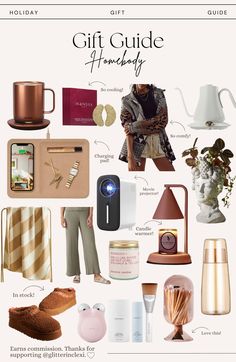 the gift guide for women is shown in this graphic style, including accessories and gifts