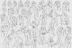 a line drawing of people in different poses